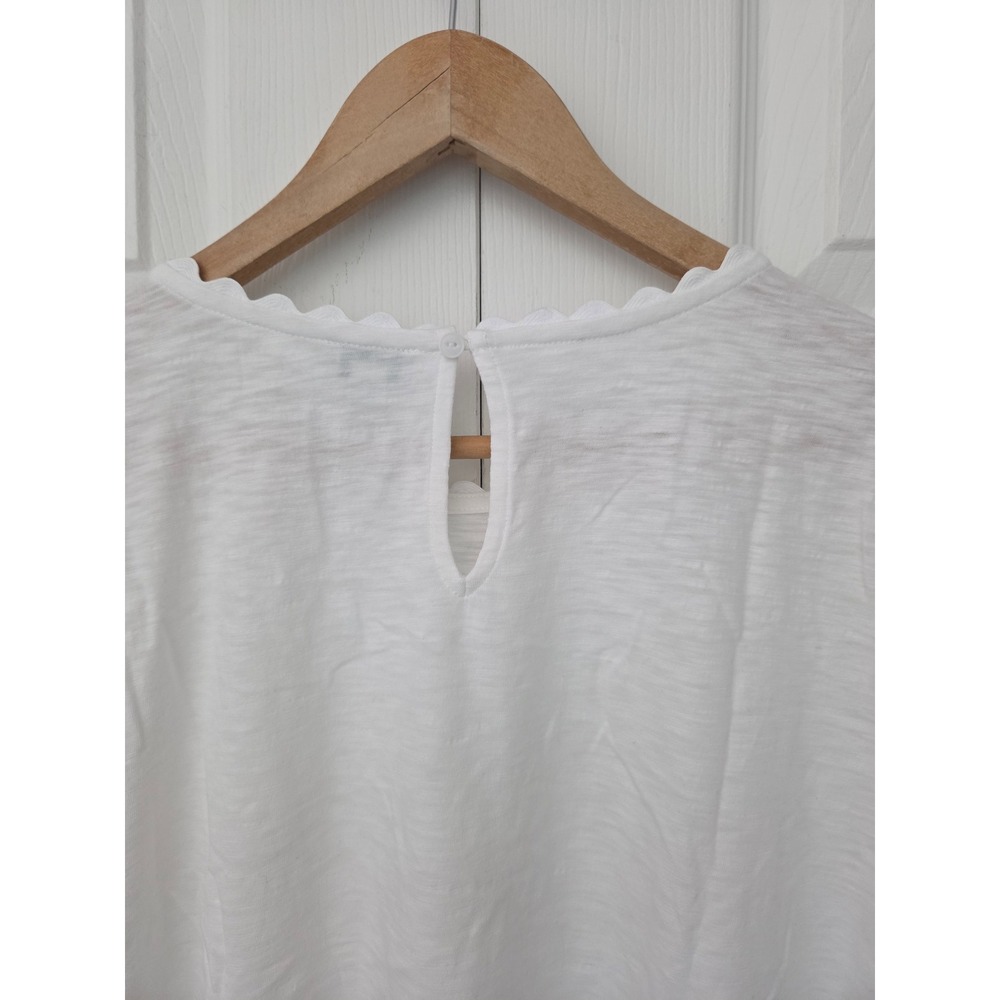J. Crew T-Shirt Scalloped Trim Tee Women XXL White NWOT $69 CT442 - Picture 3 of 5